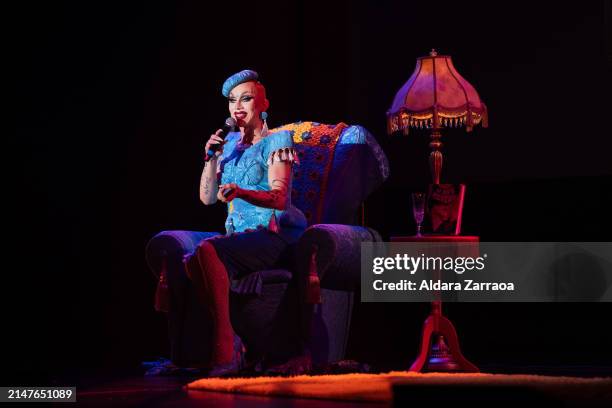 Sasha Velour performs on stage at Gran Teatro CaixaBank Príncipe Pío on April 08, 2024 in Madrid, Spain.