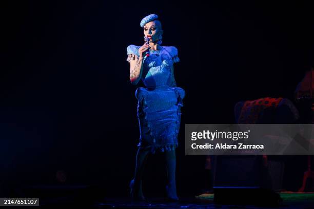 Sasha Velour performs on stage at Gran Teatro CaixaBank Príncipe Pío on April 08, 2024 in Madrid, Spain.