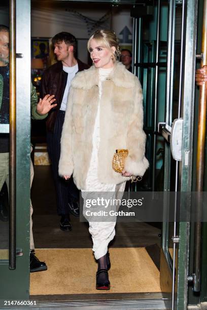 Lucy Boynton is seen in Midtown on April 08, 2024 in New York City.