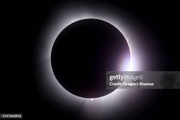 The moon passes in front of the sun during a solar eclipse on April 08, 2024 in Martin Ohio. Millions of people have flocked to areas across North...