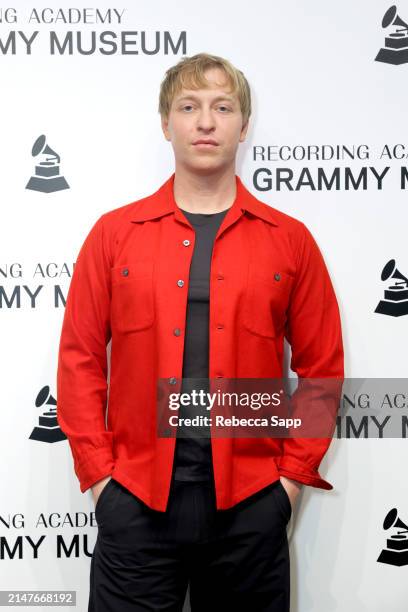 Jonny Pierce attends A Conversation With The Drums Moderated by Jason Kramer at GRAMMY Museum L.A. Live on April 08, 2024 in Los Angeles, California.