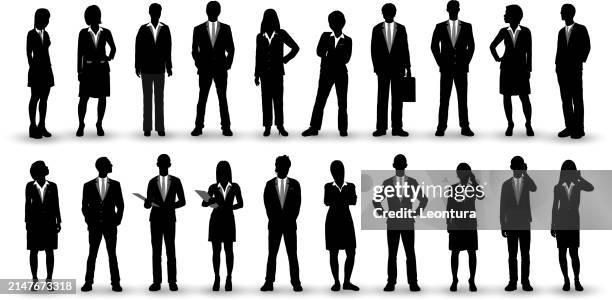 highly detailed business people silhouettes - necktie stock illustrations