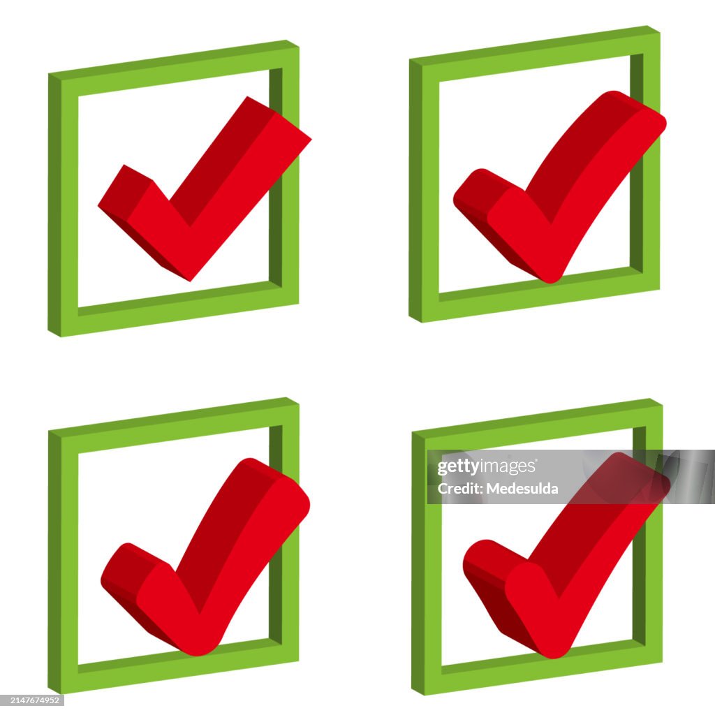 3d Check Mark Inside The Green Colored Boxes High-Res Vector Graphic ...