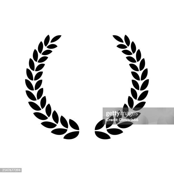 wreath icon - bay leaf white background stock illustrations