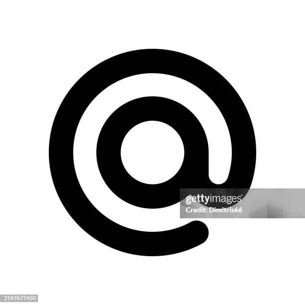 illustrazioni stock, clip art, cartoni animati e icone di tendenza di al segno con tratto modificabile - chiocciola simbolo ortografico