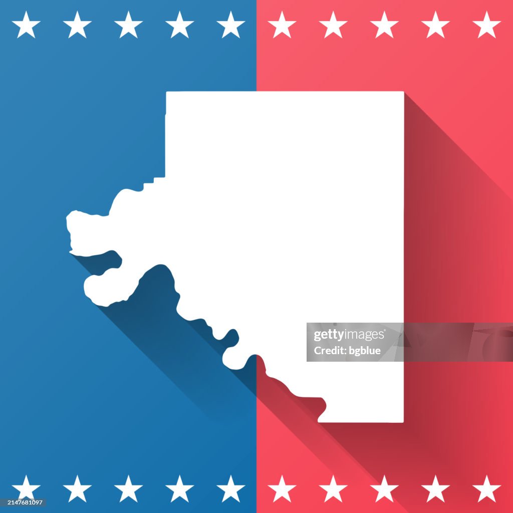 Osage County, Oklahoma. Map on blue and red background