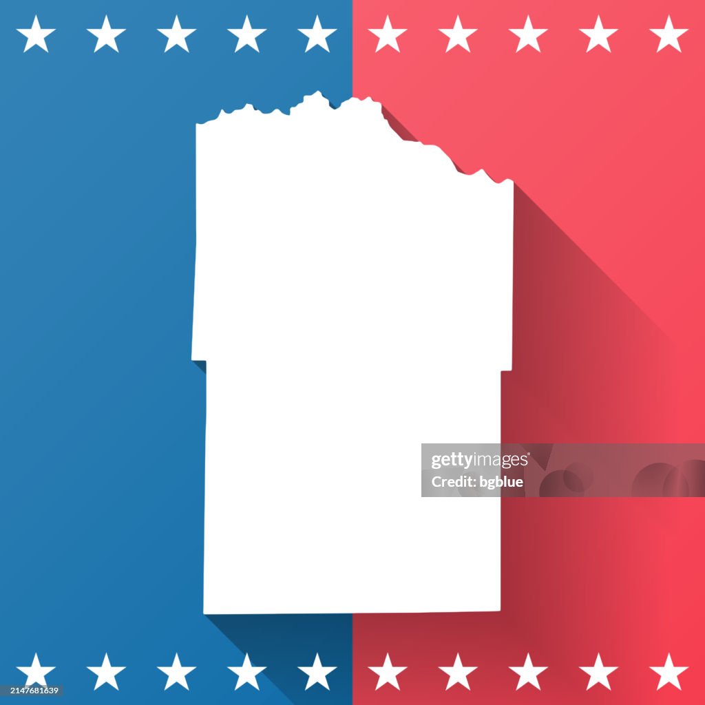 Mineral County, Colorado. Map on blue and red background