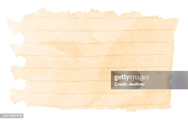 ilustraciones, imágenes clip art, dibujos animados e iconos de stock de fondos vectoriales horizontales de papel rasgado amarillento desgastado de color crema beige o descolorido con rayas por todas partes patrón como una página rayada vacía descolorida rayada del bloc de notas en espiral con bordes desiguales rasgados en t - papel rasgado