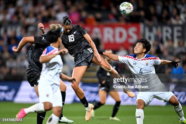 Grace Jale of New Zealand shoots during the International Friendly match between New Zealand Football Ferns and Thailand at Apollo Projects Stadium...