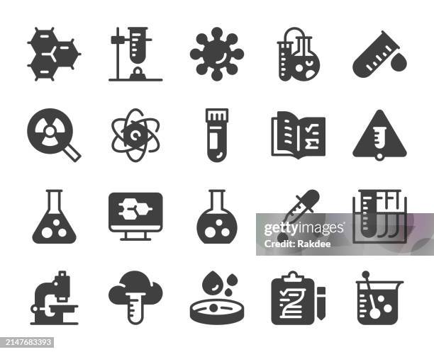 ilustrações de stock, clip art, desenhos animados e ícones de chemistry - icons - proveta