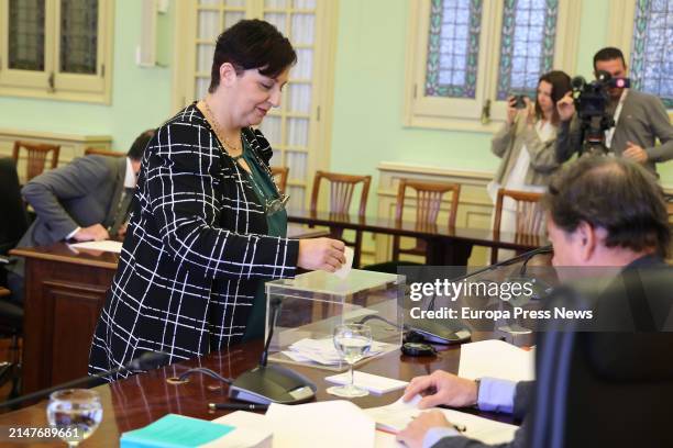 Vox deputy Maria Jose Verdu , during the constitution of the investigation commission of the Koldo case, in the Balearic Parliament, on April 9 in...