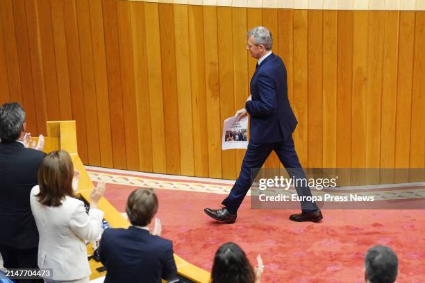 The president of the Xunta de Galicia, Alfonso Rueda, during the second investiture debate in the Galician Parliament, on April 9 in Santiago de...