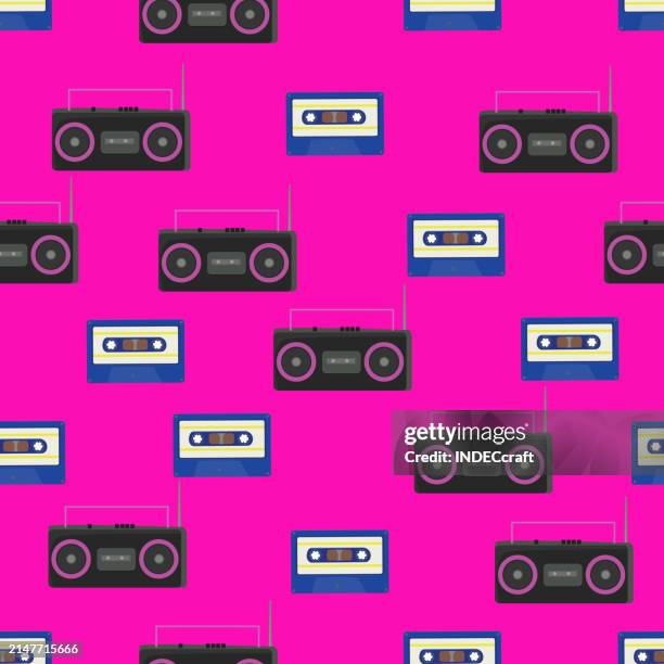 90s elements seamless pattern - deck background stock illustrations