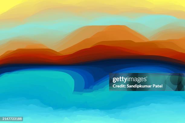landscape with mountains . mountainous terrain. abstract background. - sun breaking through stock illustrations