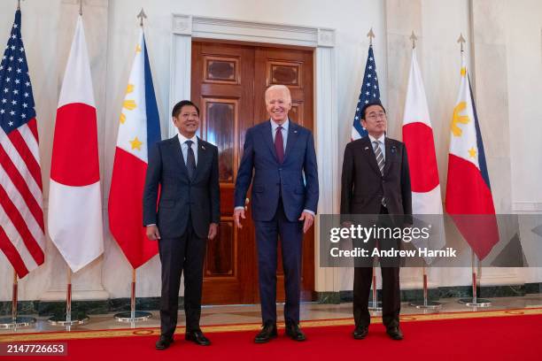 President Joe Biden holds a trilateral meeting with Japanese Prime Minister Fumio Kishida and Filipino President Ferdinand Marcos at the White House...