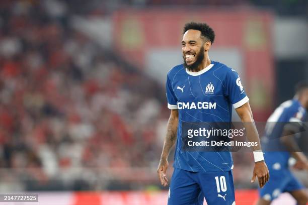 Pierre Aubameyang of Olympique Marseille looks on during the UEFA Europa League 2023/24 Quarter-Final first leg match between SL Benfica and...
