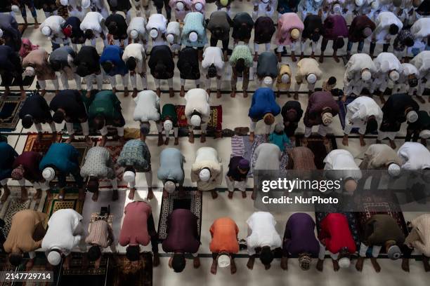 Muslims Gather At Baitul Mukarram Mosque To Begin Eid Celebration With The Prayer Of Eid-ul-Fitr In Dhaka, Bangladesh On April 11, 2024.