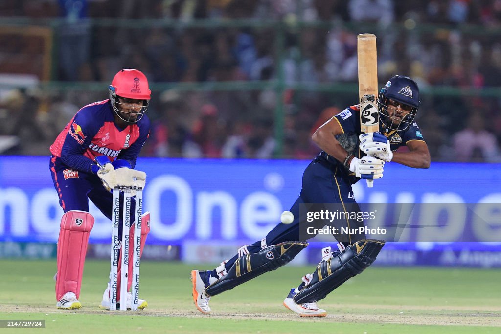 Gujarat Titans Batter Sai Sudarshan Is Playing A Shot During The gujarat-titans-batter-sai-sudarshan-is-playing-a-shot-during-the