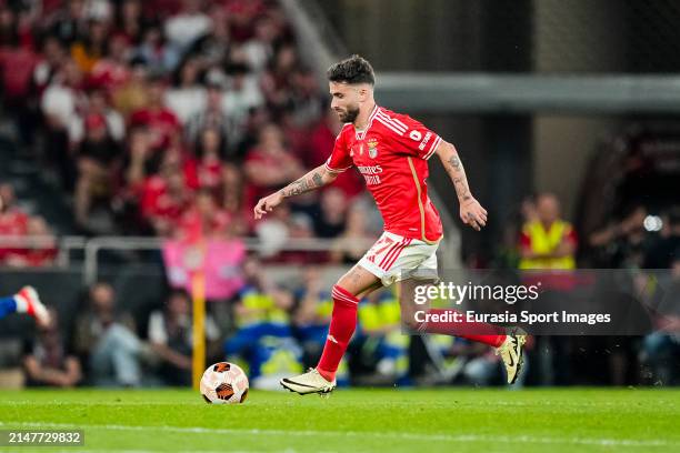 Rafa Silva of Benfica in action during the UEFA Europa League 2023/24 Quarter-Final first leg match between SL Benfica and Olympique Marseille at...