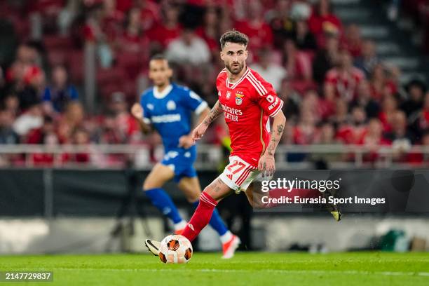 Rafa Silva of Benfica in action during the UEFA Europa League 2023/24 Quarter-Final first leg match between SL Benfica and Olympique Marseille at...