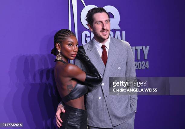 British actress Michaela Coel and Spencer Hewett arrive for the second annual GQ Global Creativity awards at WSA in New York, April 11, 2024.