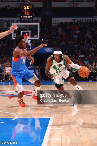 Steward of the Maine Celtics goes to the basket during the game during Game 2 of the G-League Finals on April 11, 2024 at Paycom Arena in Oklahoma...