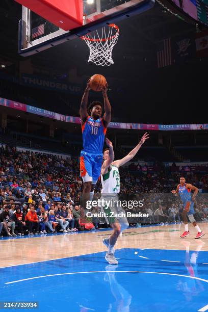 Adam Flagler of the Oklahoma City Blue grabs the rebound during the game during Game 2 of the G-League Finals on April 11, 2024 at Paycom Arena in...