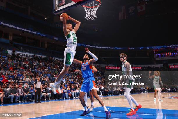 Jordan Walsh of the Maine Celtics goes to the basket during the game during Game 2 of the G-League Finals on April 11, 2024 at Paycom Arena in...