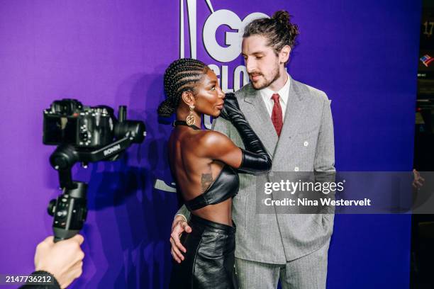 Michaela Coel and Spencer Hewett at the 2nd Annual GQ Global Creativity Awards held at WSA on April 11, 2024 in New York City.
