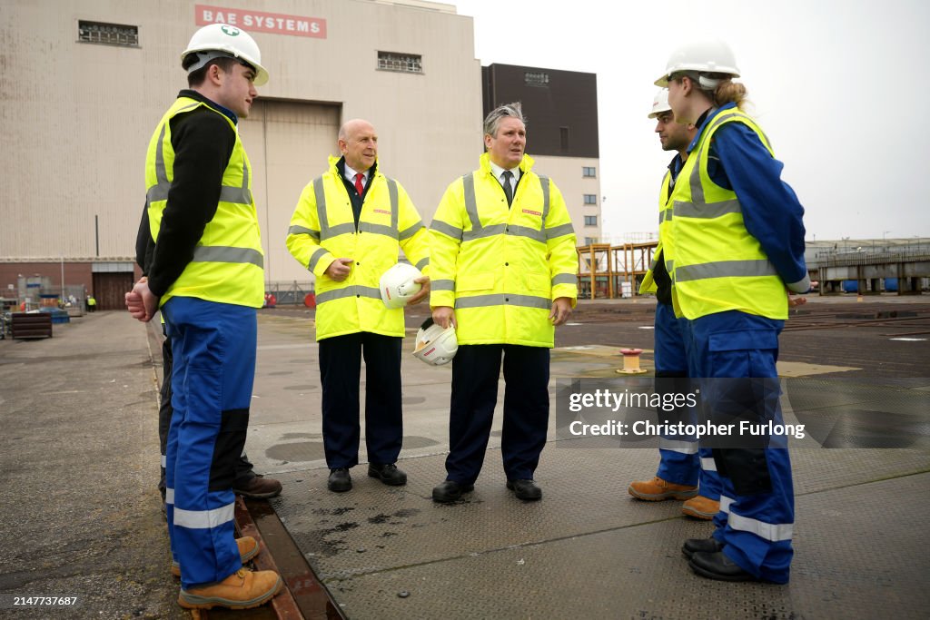 Keir Starmer And John Healey Visit BAE Systems To See Britain's Nuclear Submarines