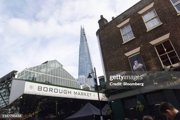 An entrance to Borough Market in view of The Shard skyscraper, in London, UK, on Thursday, April 11, 2024. Land Securities Group Plc has acquired a...
