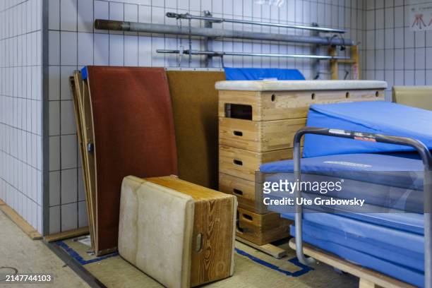 In this photo illustration a storage from a gym in the school on November 29, 2023 in Bonn, Germany.