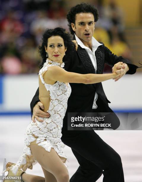 Patrice Lauzon and Marie-France Dubreuil of Canada perform in the Ice Dancing Original Dance - Tango competition on Day Two of Skate Canada, 03...