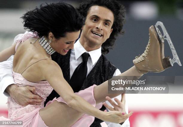 Canada's Marie-France Dubreuil and Patrice Lauzon perform during the Ice Dancing Original Dance of the 2005 World Figure Skating Championships at the...