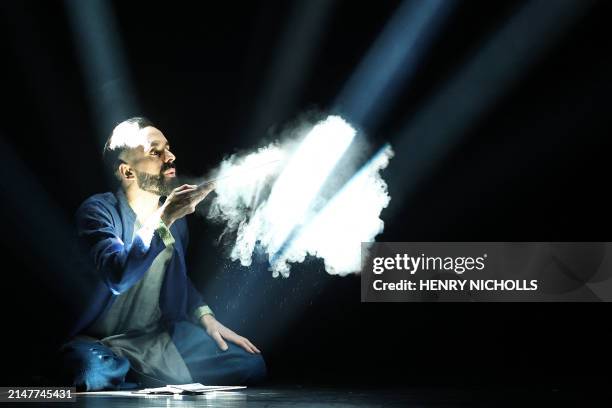 British-born Indian choreographer and dancer Aakash Odedra performs during a dress rehearsal for the London premiere of "Mehek" at the Saddler's...