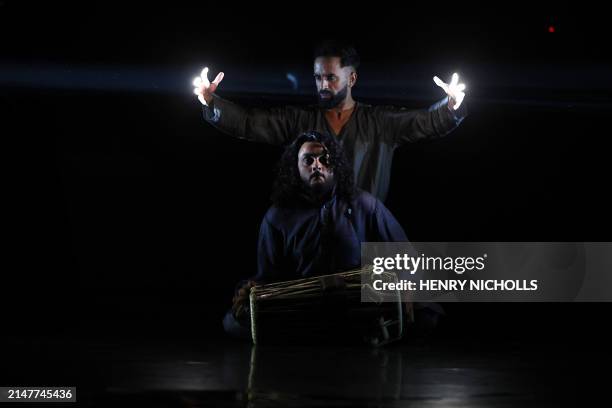 British-born Indian choreographer and dancer Aakash Odedra performs during a dress rehearsal for the London premiere of "Mehek" at the Saddler's...