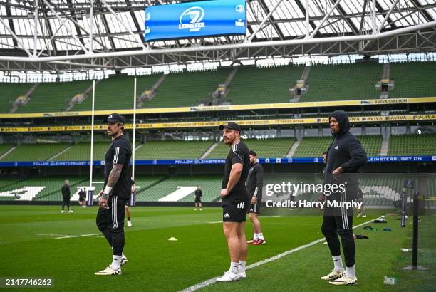 Dublin , Ireland - 12 April 2024; Jack Nowell and Ihaia West during the La Rochelle captain's run at the Aviva Stadium in Dublin.