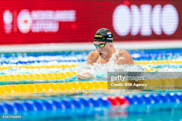 Caspar Corbeau of the Netherlands during Day 2 of the Eindhoven Qualification Meet at the Pieter van den Hoogenband Zwemstadion on April 12, 2024 in...