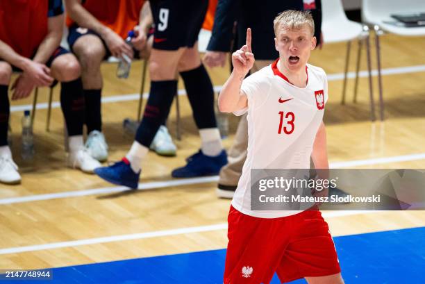 Tomasz Kriezel of Poland gestures during the FIFA World Cup 2024 Play Off match between Poland and Croatia on April 12, 2024 in Koszalin, Poland.