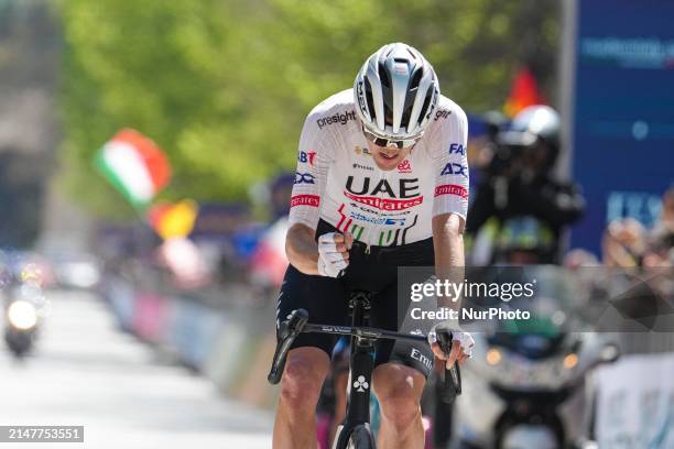 Pavel Sivakov of France and UAE Team Emirates is crossing the finish line during the 6th Giro D'Abruzzo 2024, Stage 4, a 173 km stage from Montorio...