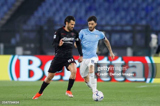 Antonio Candreva of US Salernitana and Luis Alberto of SS Lazio battle for the ball during the Serie A TIM match between SS Lazio and US Salernitana...