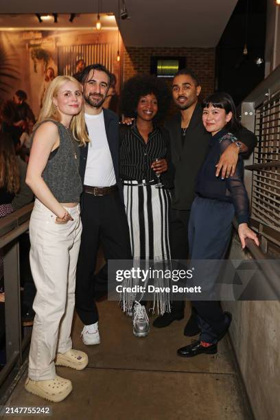 Yolanda Kettle, Ferdinand Kingsley, Tamara Lawrance, Anthony Welsh and Katie Leung attend the press night after party for "The Comeuppance" at The...