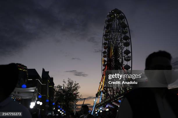 People enjoy the third day of the Eid al-Fitr holiday at an amusement park in Ankara, Turkiye on April 12, 2024.