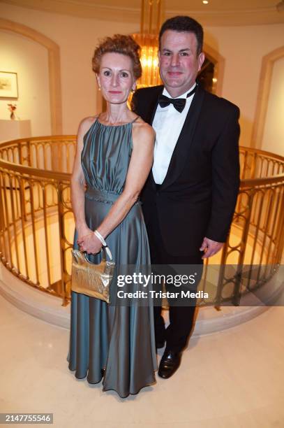 Hubertus Heil and Solveig Orlowski attend the Bundespresseball at Hotel Adlon Kempinski on April 12, 2024 in Berlin, Germany.