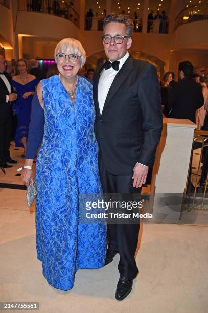 Claudia Roth and Konstantin von Notz attend the Bundespresseball at Hotel Adlon Kempinski on April 12, 2024 in Berlin, Germany.