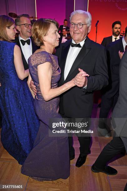 Frank-Walter Steinmeier and Elke Buedenbender during the Bundespresseball at Hotel Adlon Kempinski on April 12, 2024 in Berlin, Germany.