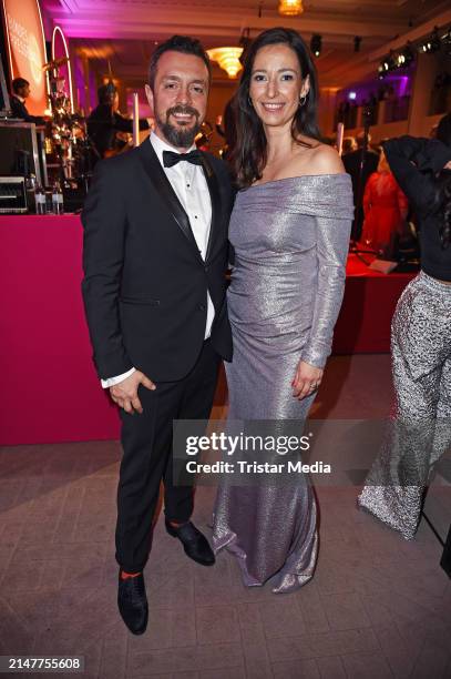 Pinar Atalay and Reha Omayer during the Bundespresseball at Hotel Adlon Kempinski on April 12, 2024 in Berlin, Germany.