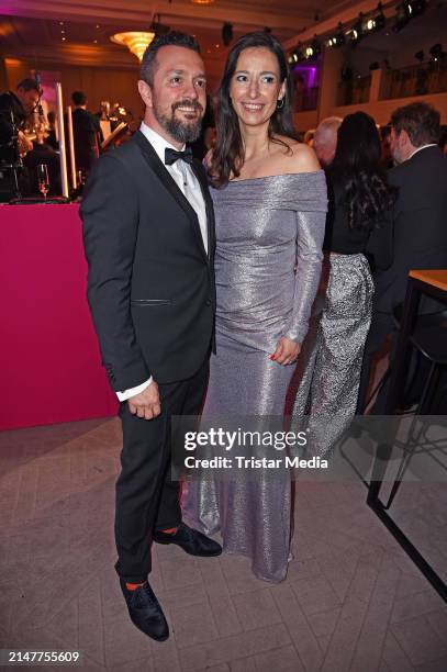 Pinar Atalay and Reha Omayer during the Bundespresseball at Hotel Adlon Kempinski on April 12, 2024 in Berlin, Germany.