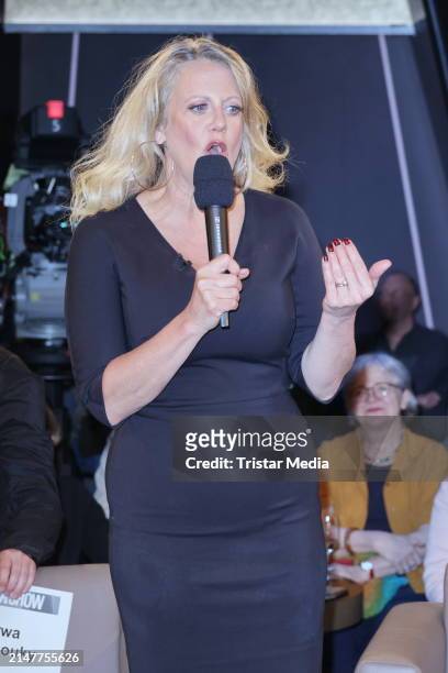 Barbara Schöneberger during the NDR Talk Show at NDR Studios on April 12, 2024 in Hamburg, Germany.