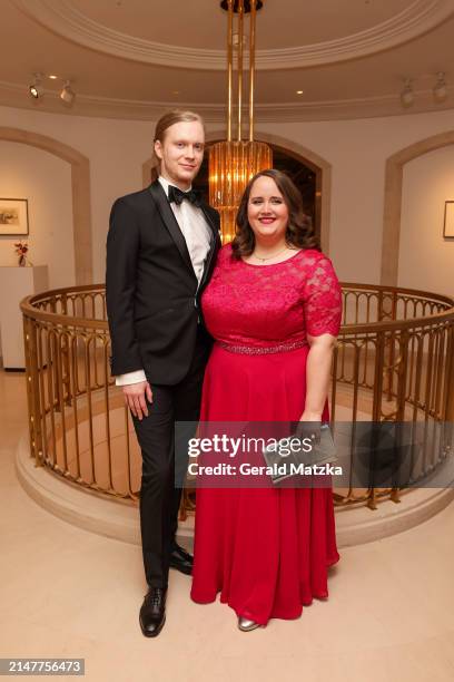 Florian Wilsch and Ricarda Lang attend the Bundespresseball on April 12, 2024 in Berlin, Germany.